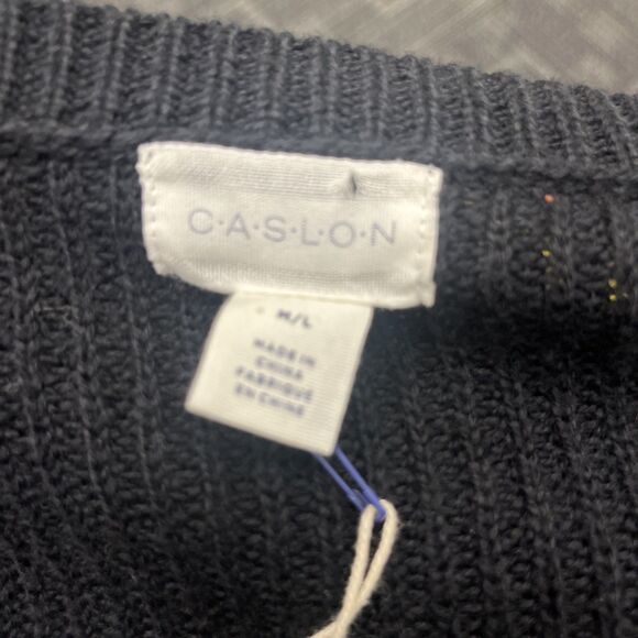 CASLON Women's V-Neck Long Sleeve Sweater Cashmere Feel Open Shoulders SIZE M/L - Picture 10 of 12